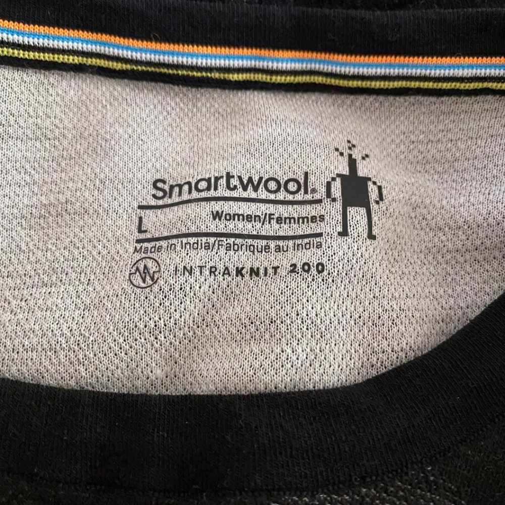 Smartwool Intraknit 200 Thermal Merino Base Layer Crew Black-White Large Women's - Picture 14 of 17